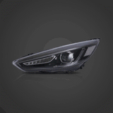 LED Headlight Assembly Dual Beam Projector Black For 2015-2018 Ford Focus 3th Gen Mark III Facelift