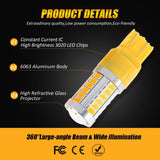 T20 7443 7440 LED Turn Signal Light Rear/Front, Side Maker Light 20W 4000LM 3500K Amber 33LED Series | 2 Bulbs