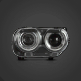 LED Headlight Assembly Dual Beam Projector Black For 2015-2023 Dodge Challenger 3th Gen Facelifted