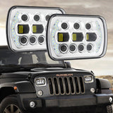 (2pcs/set) 130W 7x6 LED Headlight with DRL for Jeep Wrangler YJ XJ MJ/ Ford/ Savana/  Trucks (Black/Chrome)