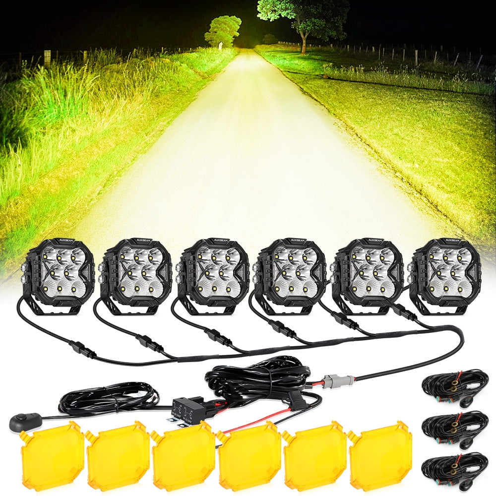 CUBE-Z Series 4 Inch Combo LED Pod Lights Off Road Lights with White DRL & Amber Turn Signal Lights