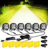CUBE-Z Series 4 Inch Combo LED Pod Lights Off Road Lights with White DRL & Amber Turn Signal Lights
