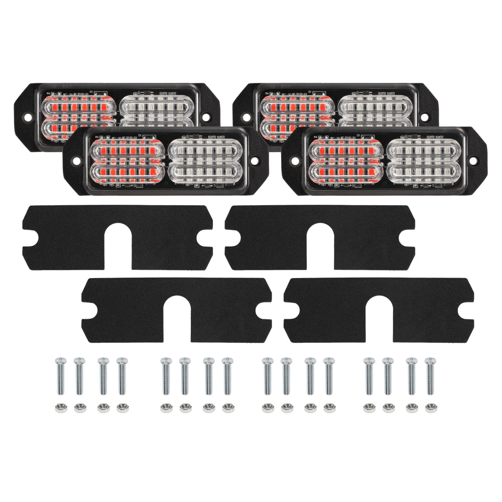 (4PSC/SET) 12LED/24LED Emergency Surface Mount Grill Strobe Light for Trucks Vehicles ATV RV Cars Van