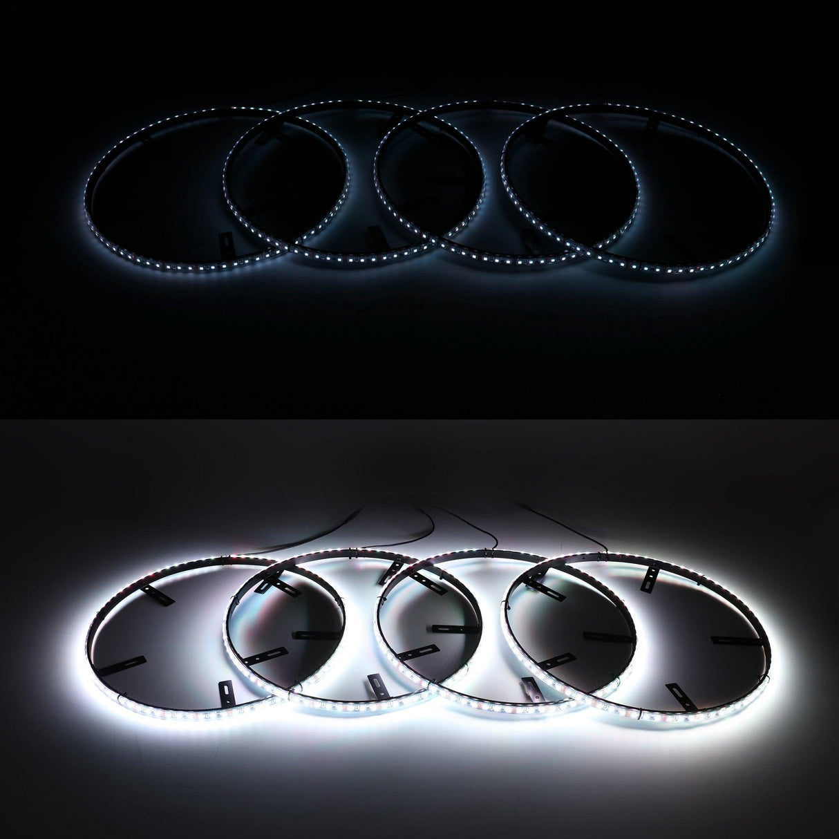 (4pcs/set) 15.5" RGB LED Wheel Ring Lights Magic Dream Color Neon Rim Light with APP & RF Remote Control