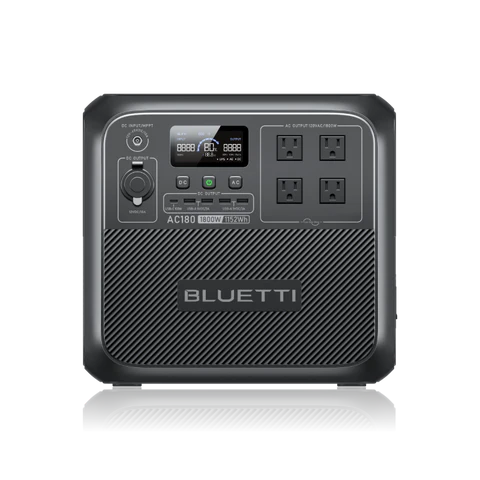 BLUETTI AC180 Solar Portable Power Station | 1,800W AC, 1,152Wh LiFePO4 Battery | 45-Min Turbo Recharge, App Control & Clean Energy Backup