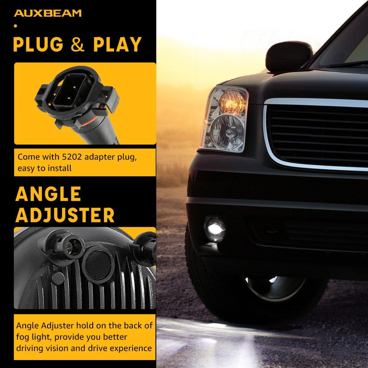 (2pcs/set) 24W Round Black LED Fog Lights 5202 for 2007-2014 GMC Yukon, 2007-2014 GMC Yukon XL 1500, 2007-2013 GMC Yukon XL 2500