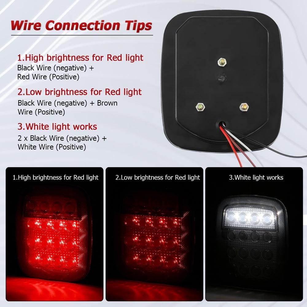 (2pcs/set) Universal Tail Lights 16LEDs for Jeep Wrangler YJ TJ CJ Truck Trailer Boat (Smoked)