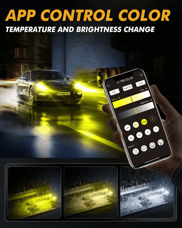 GX Bi-Color Smart Series 25000LM 110W LED Headlight Bulbs, with App Control Via Bluetooth & Dual Color Switchback