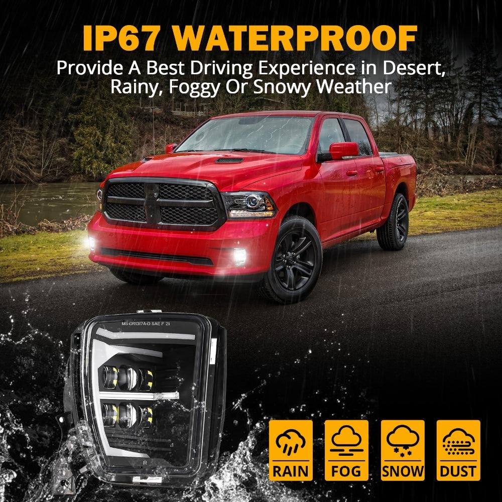 (2pcs/set) DOT Approved LED Fog Lights with DRL for 2013-2018 Dodge Ram 1500