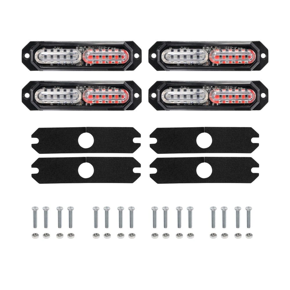 (4PSC/SET) 12LED/24LED Emergency Surface Mount Grill Strobe Light for Trucks Vehicles ATV RV Cars Van