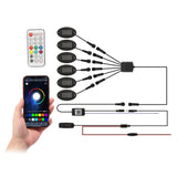 RGB LED Rock Lights Kit with Bluetooth APP & Wireless Remote Control, Multicolor Neon Underglow Lights with Brake Light Function for ATV UTV