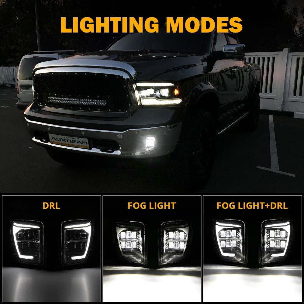 (2pcs/set) DOT Approved LED Fog Lights with DRL for 2013-2018 Dodge Ram 1500