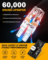 T20 7443 7440 LED Turn Signal Light Rear/Front, Side Maker Light Bulbs 14W 6000LM CAN-Bus Error 3000K Amber Y2 Series | 2 Bulbs