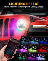 Upgraded 9 Inch Round LED Headlight with RGB Halo Ring for Jeep Wrangler JL