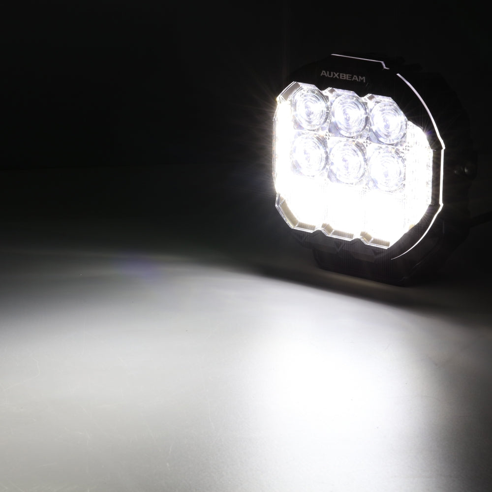 Auxbeam MASTER-T Series 7" Combo Beam Off-Road Lights Amber Backlight