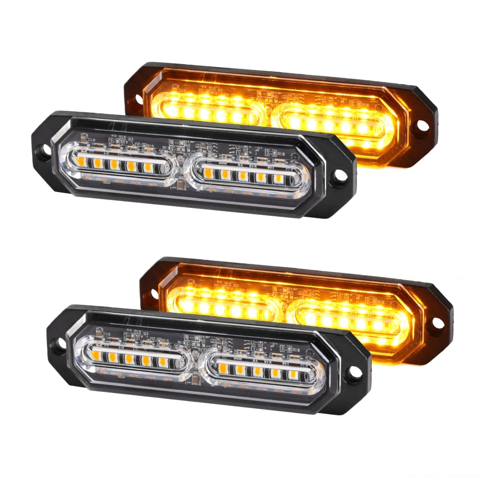 (4PSC/SET) 12LED/24LED Emergency Surface Mount Grill Strobe Light for Trucks Vehicles ATV RV Cars Van