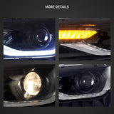 LED Headlight Assembly Dual Beam Projector Black For 2014-2015 Chevrolet Camaro