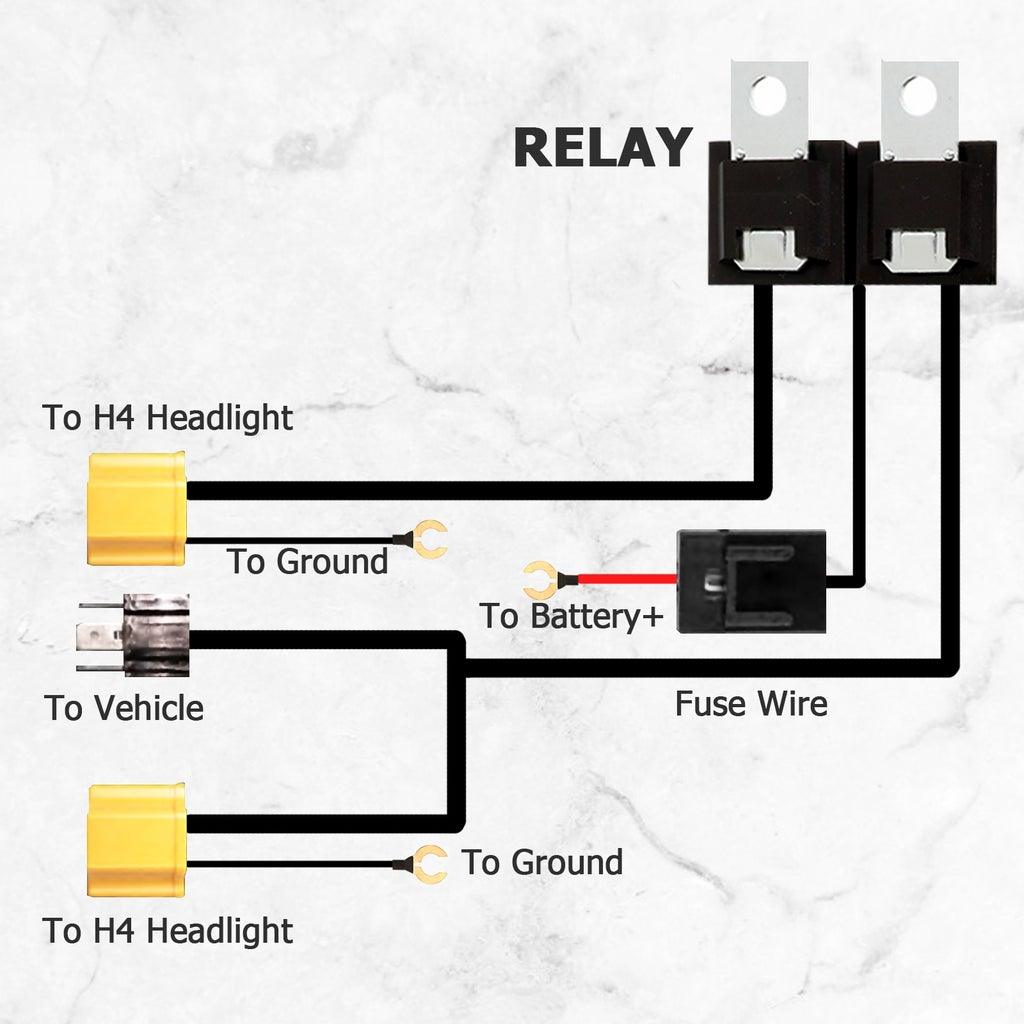 7x6 Inch LED Projector Headlights + H4 LED Headlight Brightness Intensifier Wiring Harness for Jeep Wrangler YJ XJ MJ