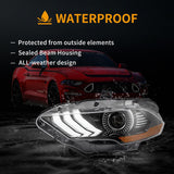 LED Headlight Assembly Dual Beam Projector Black For 2018-2024 Ford Mustang 6th Gen Facelifted