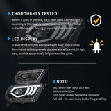 LED Headlight Assembly Dual Beam Projector Black For 2010-2014 Ford Mustang 5th Gen Facelifted