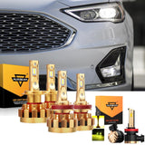 For 2006-2017 Ford Fusion F-16 Plus Series Built-in Canbus Automotive Grade 14000LM LED Light Bulbs High Low Beam Bundle