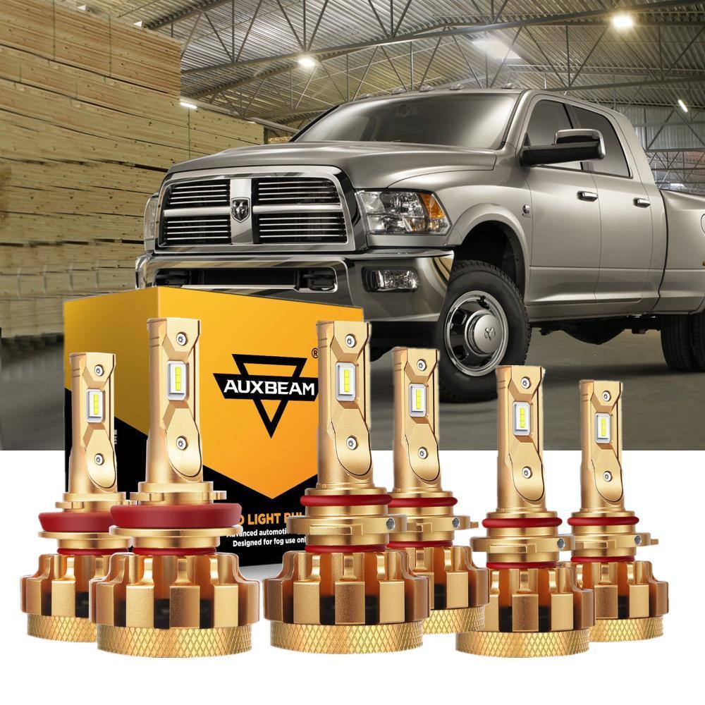 For 2009-2010 Dodge Ram 3500(with 4 headlamps) F-16 Plus Series Built-in Canbus Automotive Grade 14000LM LED Light Bulbs High Low Beam Bundle