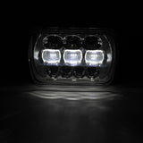 (2pcs/set) 65W 7x6 LED Hi-Lo Beam Headlights with DRL for Toyota Pickup Truck (Black/Chrome)
