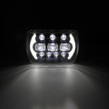(2pcs/set) 65W 7x6 LED Hi-Lo Beam Headlights with DRL for Toyota Pickup Truck (Black/Chrome)