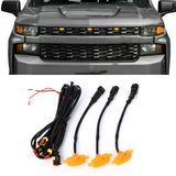(3pcs/set)  LED Front Grille Lights Raptor Style Amber Light Fit for Chevrolet Silverado 1500 2016-2021 (Amber shell/ Smoked shell）