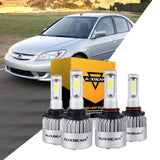 For 2004 2005 HONDA CIVIC 9005+9006 High Low Beam Combo LED Light Bulbs S2-Series COB 360° Beam 16000LM