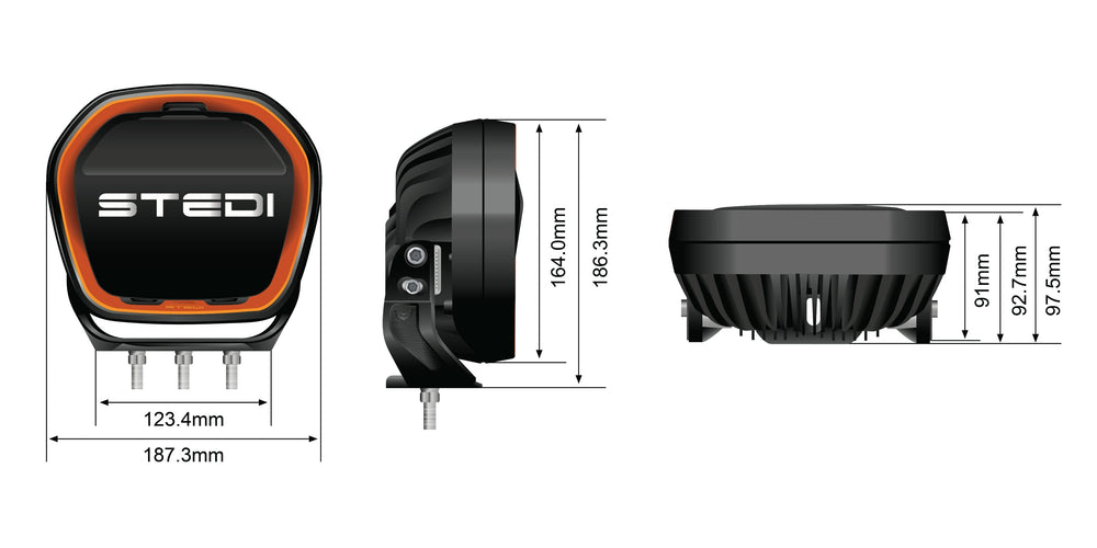 STEDI Type-X EVO 7" LED Driving Lights (Single Light) Rove Overland