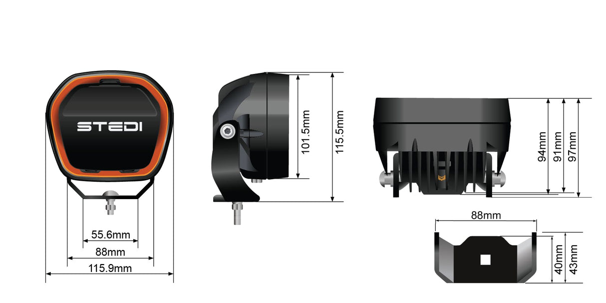STEDI Type-X EVO Mini 4" LED Driving Lights (Single) Rove Overland
